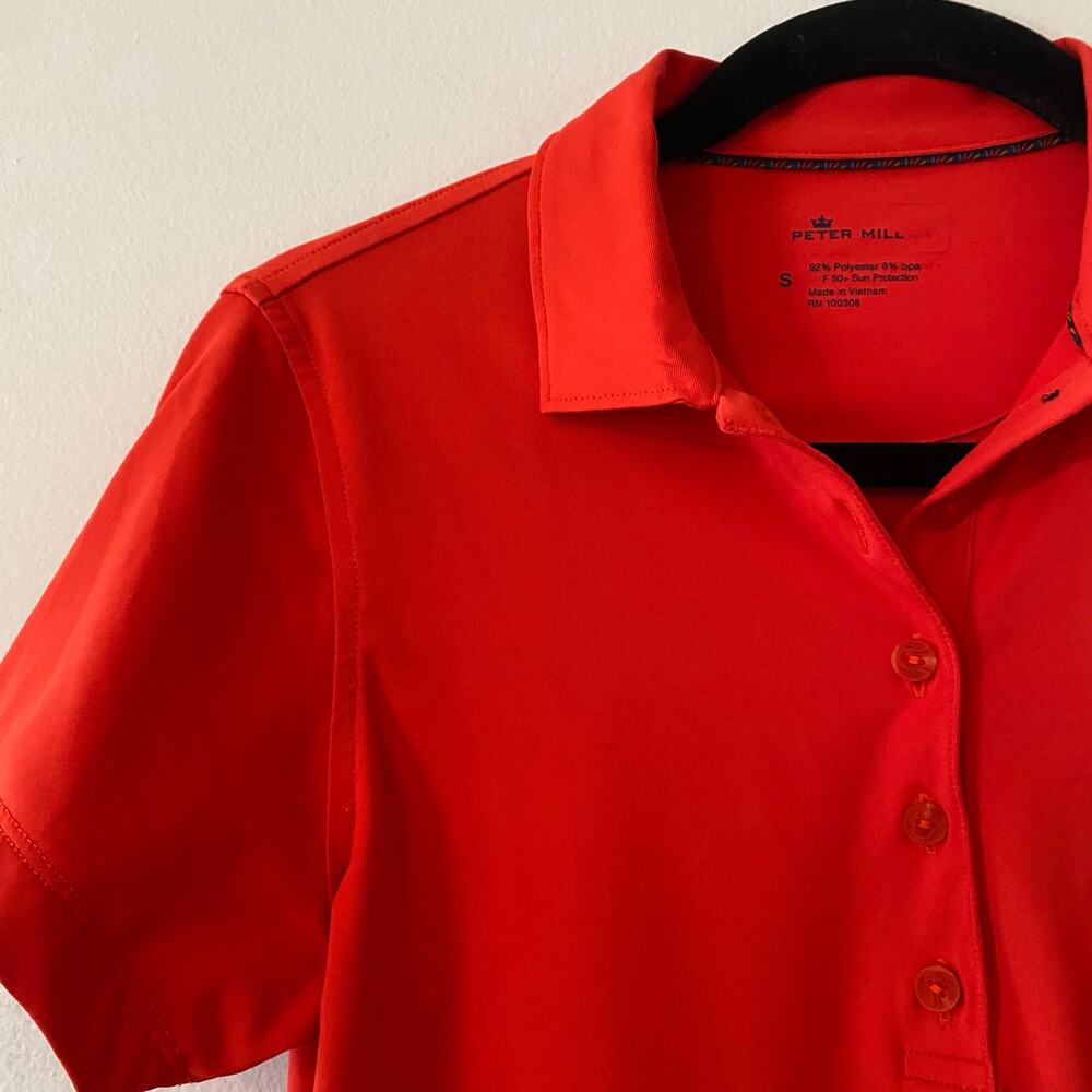 Peter Millar Orange 50+ Sun Protection Golf Polo Shirt Active Women's size Small - Picture 3 of 8